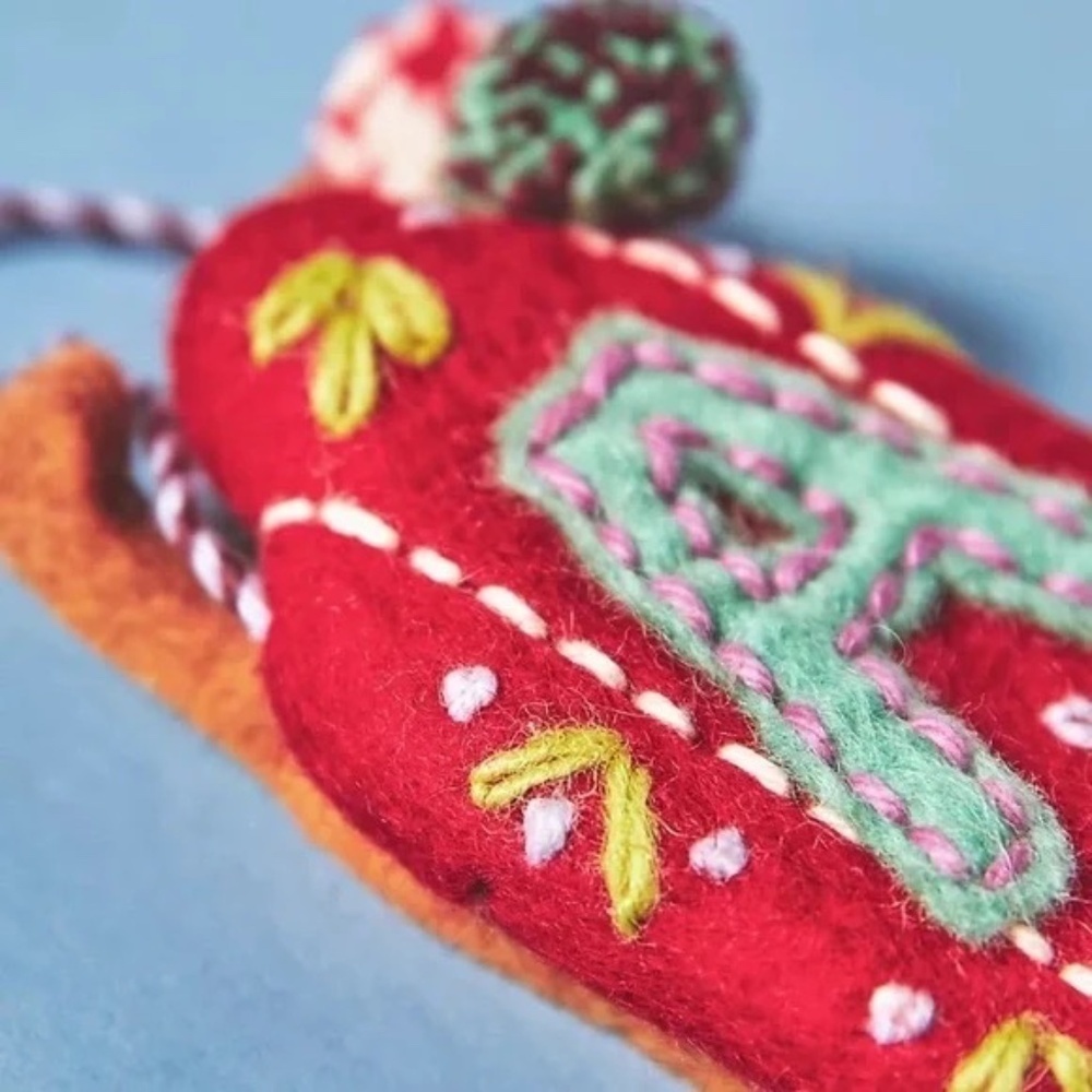 New!  Anthropologie Snow Day Monogram Felt Ornament A - Picture 3 of 4